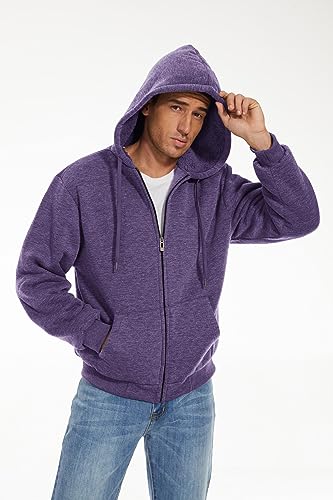 Image of SWISSWELL Men Zip Up Hoodies Sherpa Lined Jacket Heavyweight Fleece Sweatshirt Winter Warm Hooded Coat