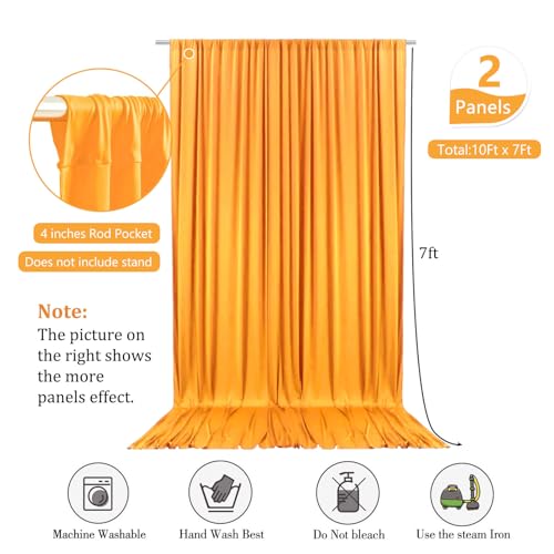 Image of 10 x 7 Feet Yellow B Backdrop Curtain for Partie, Background Curtains for Photoshoot, Birthday, Wedding, Halloween, Thanksgiving, Christmas, New Year Party Decorations 5Ft x 7Ft, 2 Panels