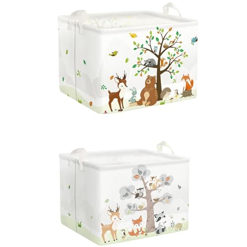 Image of Woodland Animal Tree Nursery Book Toy Clothes Basket