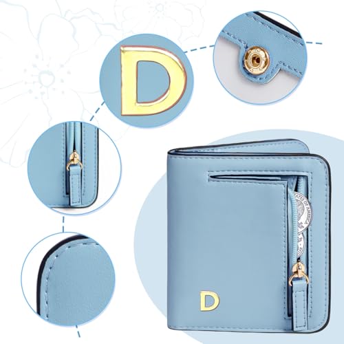 Image of COSHAYSOO Initial Teen Girl Womens Wallets RFID Slim Wristlet Keychain Easter Birthday First Communion Confirmation Gifts for 10 11 12 13 14 15 16 17 18 19 21 Year Old College Teenager, Blue Letter D
