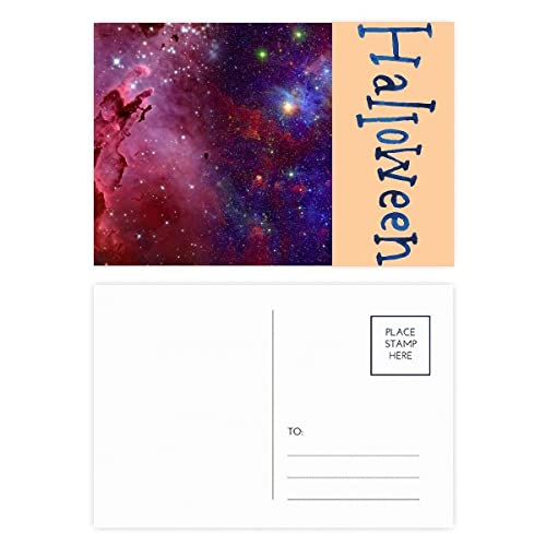 Cartes postales d'Halloween galaxie nuages bleus rouges étoiles lot 20