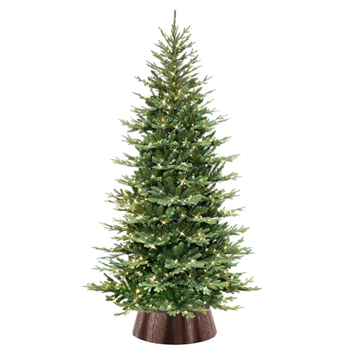 Puleo International 7.5' Pre-Lit Slim Chatham Spruce Artificial Christmas Tree with Matching Skirt