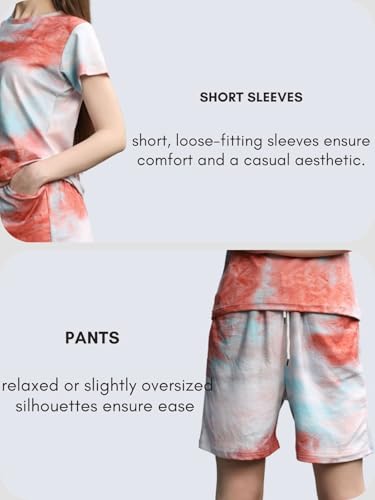 Image of DHRUVI Trendz Co Ord Set for Women | Outfits Tracksuit Set | Co Ord Set for Women | Travel Co Ord Set for Women |Tie Dye Printed Short | Half Sleeve