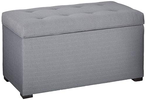 MJL Furniture Designs Angela Collection Button Tufted Upholstered Lift Top Medium Sized Bedroom Chest Storage Trunk, HJM100 Series, Dark Gray