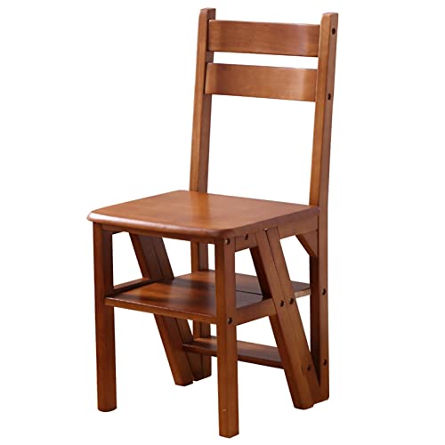 Silla de escalera plegable de madera con taburete móvil multiusos para el hogar 2