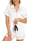 Leikar White Pajama Set Button Down Pajamas Bride Pajamas Sleepwear Shorts Pjs Lounge Set M