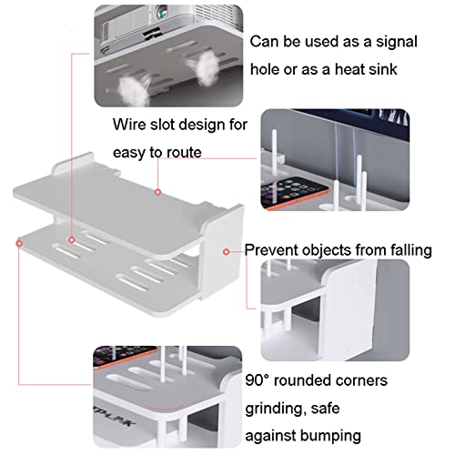 Sptzqury White Floating Tv Stand 17.7In, 2 Tiers Mini Set-Top Box Router Shelf, Double-Sided Use And Hide The Cable, Perfect For Dvd Player, Tv Box, Remotes, Wireless Wifi, Games And Ps4 #TOP4