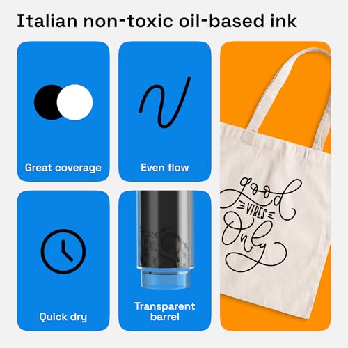 Image of ARTISTRO 2 Black Permanent Marker - Waterproof Markers for Tire, Fabric, Rocks, Glass, Ceramic, Wood, Paper - Oil Based Paint Pens - Medium Tip 3mm