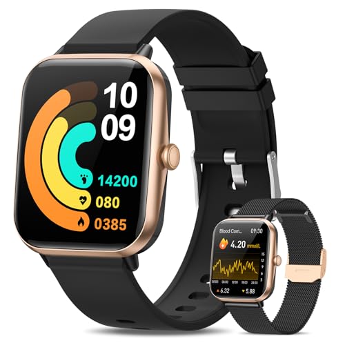 BANLVS Reloj Inteligente Hombre Mujer, 1,83” Smartwatch con Llamadas Bluetooth y Whatsapp Mensajes, Pulsómetro/Monitor de Sueño/Podómetro, 110+ Esferas, 300mAh IP68 Pulsera Actividad Android iOS Negr
