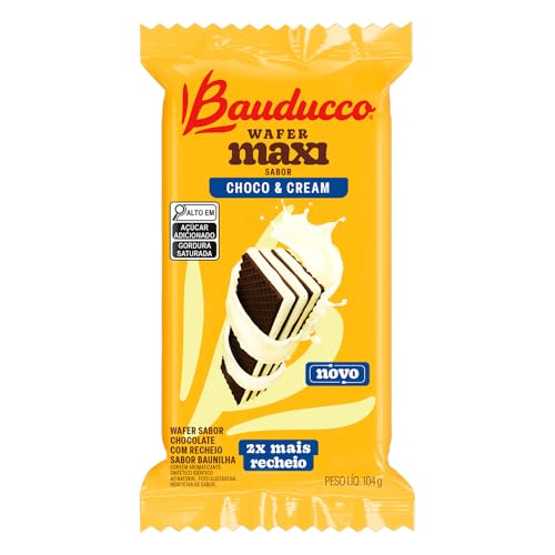BISCOITO WAFER BAUDUCCO MAXI CHOCO & CREAM 104G