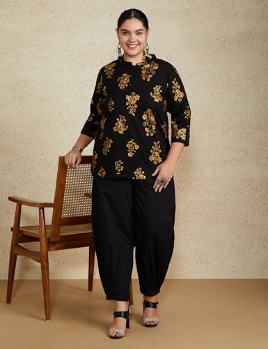 Image of Amazon Brand - Myx Women's Printed Regular Cotton Short Kurti (Available in Plus Sizes)