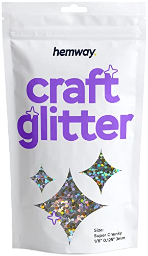 Hemway Craft Glitter Gold Silver Holographic 100g Super Chunky Glitter for Crafts Resin, Cosmetic, Nail, Face, Body, Festival