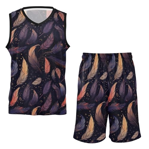 Roupa de verão para meninos de basquete sem mangas roxa pluma para vôlei 5T PP, Pena roxa, P