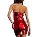 Women Leather Lingerie Sexy Club Halter PU Bodycon Cut Out Backless Mini Party Dresses Clubwear (US, Alpha, One Size, Regular, Regular, Style B-Hot Pink)