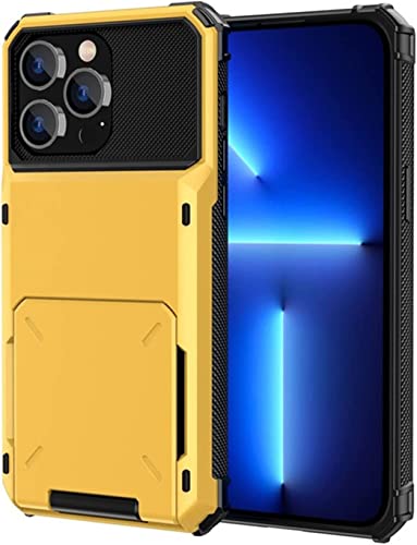 Étui de téléphone antichoc jaune pour iPhone 14 protégeant écran et cartes