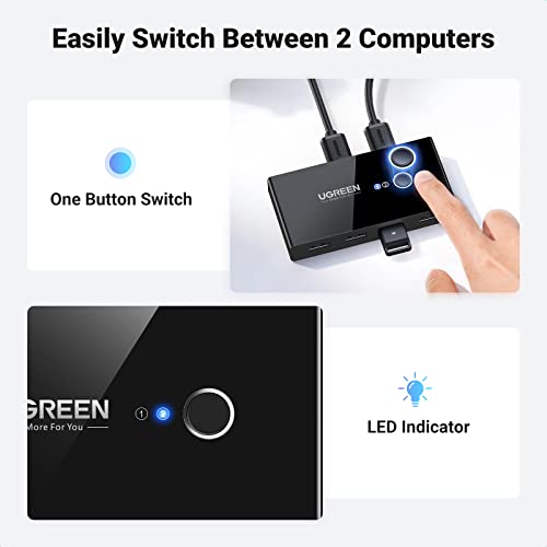 UGREEN USB 3.0 Switch, 2 Computers Sharing 4 Ports USB Peripheral Switcher Adapter Box Selector for PC, Printer, Scanner, Mouse, Keyboard with One-Button Swapping by UGREEN - Image 5