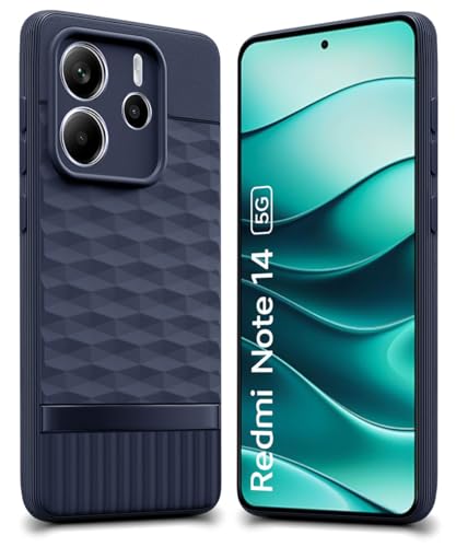 Image of WOW IMAGINE Back Cover for Redmi Note 14 SE 5G | Redmi Note 14 5G with Hexa Cube Design | Ultra Slim Soft | Inner Velvet Fabric | Matte Silicone Flexible Mobile Case | Camera Protection - Blue
