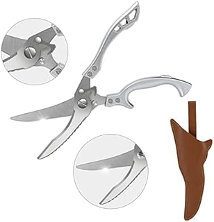 Augot Heavy Duty Kitchen Scissors, Stainless Steel Poultry Shears Spring Loaded Cooking Scissors Sharp Kitchen Shears with Safety Lock and Cover for Vegetables Bones Meat Turkey Fish BBQ