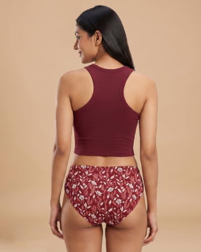 Image of URBAN ADVENTURE Women's Cotton Printed High Waist Full Coverage Briefs | Soft & Stretchable Everyday Hipster Panties | Breathable Comfort Fit | Pack of 3