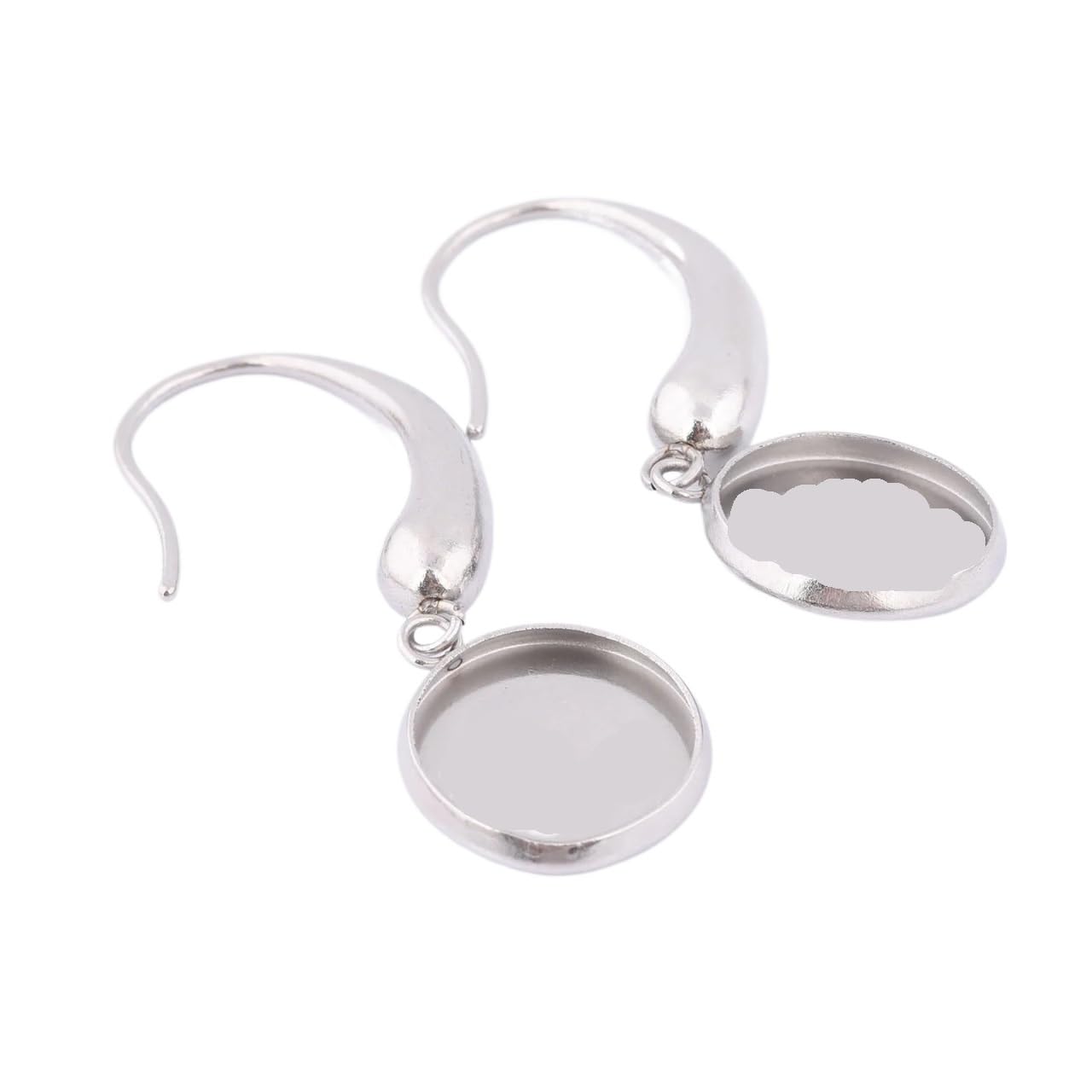zyrqon 30pcs Stainless Steel Ear Wire Hooks for 12mm Cabochon Bezel Setting Blanks DIY Jewelry Making