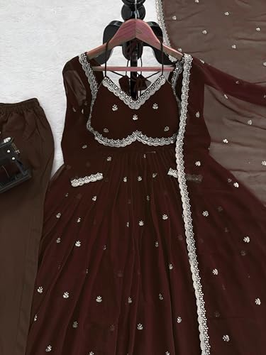 Image of Beautiful Embroidered Anarkali Gown for Women ||Festive Outfit with Intricate Detailing