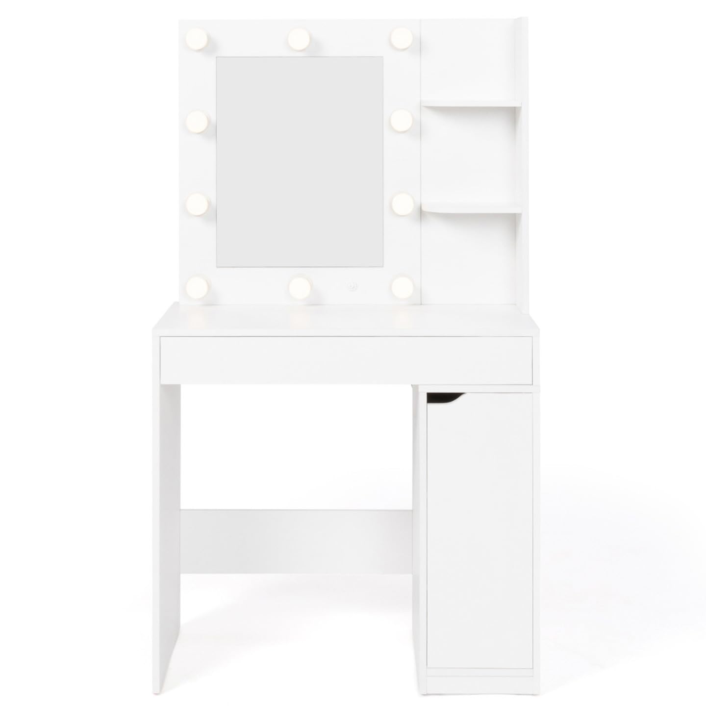 IDMarket - Coiffeuse Zelia Blanche Miroir LED