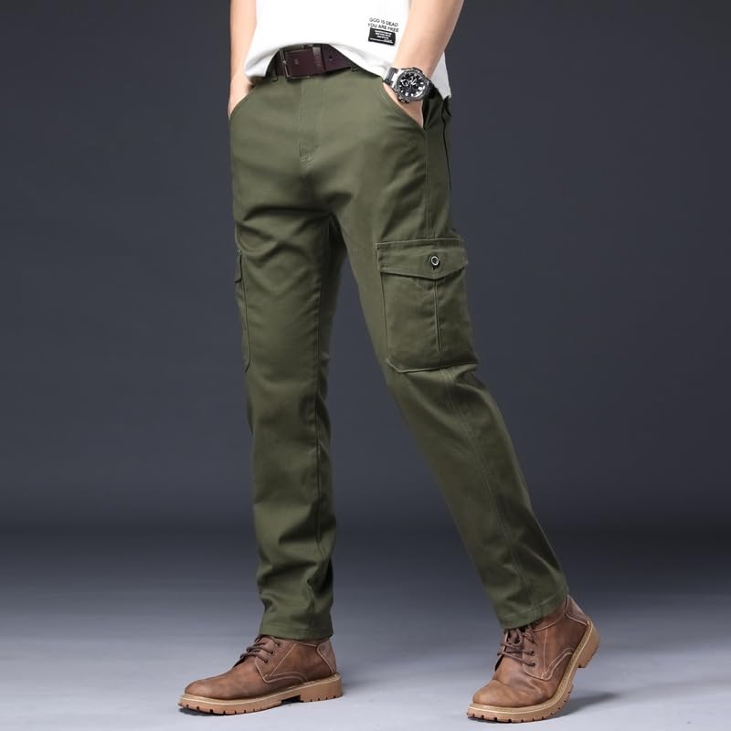 Image of Men's Cotton Cargo Pants Multi-Pocket,Comfortable Work Pants, Durable Trousers & Everyday Wear-CP-036