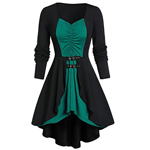 Lwolreny Femmes Vintage Rockabilly Robe Patchwork Mince à Lacets Rétro Midi Swing Loisirs Soirée Robes De Bal Robe à Col Carré Cover