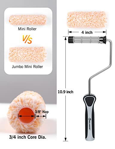 ROLLINGDOG Mini Roller - 4 Inch Jumbo Microfiber Small Paint Roller Covers 3/8” Nap - Thumbnail 2