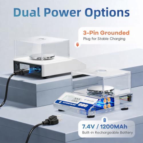 Image of Lab Scale 0.001g Accuracy 500g Digital Milligram Scale Lab Analytical Balances with Windshield RS232 Port 200g Calibration Weight Precision Scale Electronic Scale for Power Jewelry Gold Silver