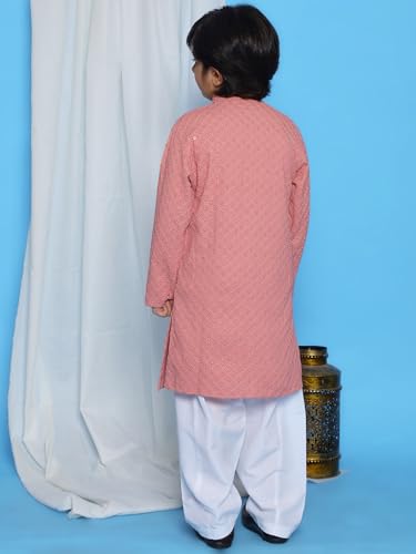 Image of AJ DEZINES Kids Kurta Pajama Set For Boys | Embroidery Chikankari Kurta Set | Traditional & Festive Outfit | Cotton Stylish Boys Kurta Pyjama | Perfect For Festivals Wedding & Family Function