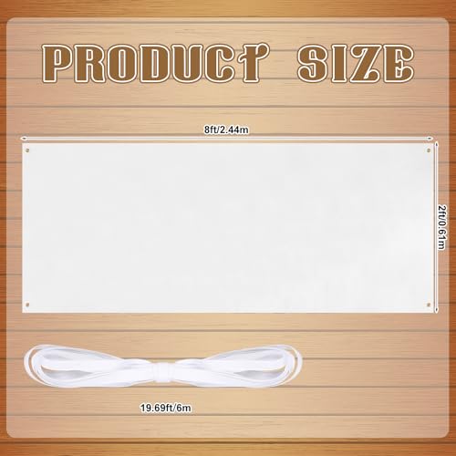 Image of Zonon Large Blank Banners And Signs Polyester Oxford Cloth Sublimation Banner To Decorate With Hanging Rope For Indoor Wall Outdoor Easy to Hang DIY Signs For Business Office (White,2 x 8 Feet)