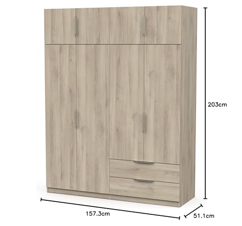 Armoire dressing 8 portes chêne + 5 étagères Demeyere