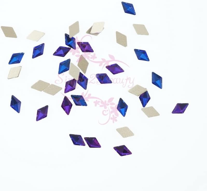 100pcs/lot Flatback Rhombus Shape Blue Purple Light Color Glass Rhinestones Salon Acrylic Nail Art Manicure Jewelry Crafts Decor
