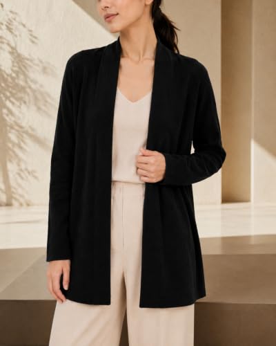 Image of State Cashmere Lightweight Mid-Thigh Cashmere Cardigan 100% Pure Cashmere Sweater Cashmere Wraps for Women