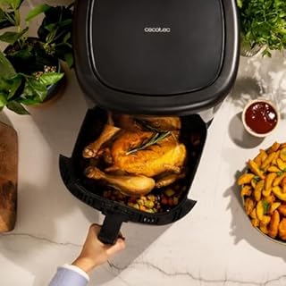 Cecotec Friteuse sans Huile de 6 L Cecofry Bombastik 6000 Full. Air Fryer de 1700 W, Technologie PerfectCook, Régulation de la Température et du Temps, Contrôle Tactile, 12 Modes, Accessoires