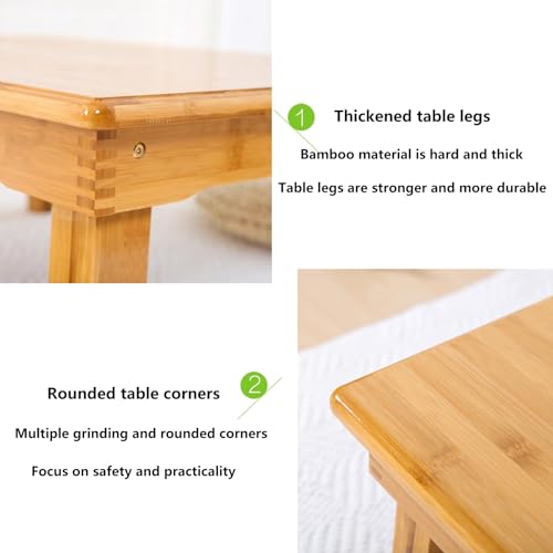Mesa de comedor japonesa de bambú plegable baja para suelo 6