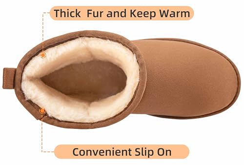 CAMEL CROWN Mens Fur Snow Boots Slip on Winter Boots Mid Calf House Slippers Boots Short Mini Boots for Men2