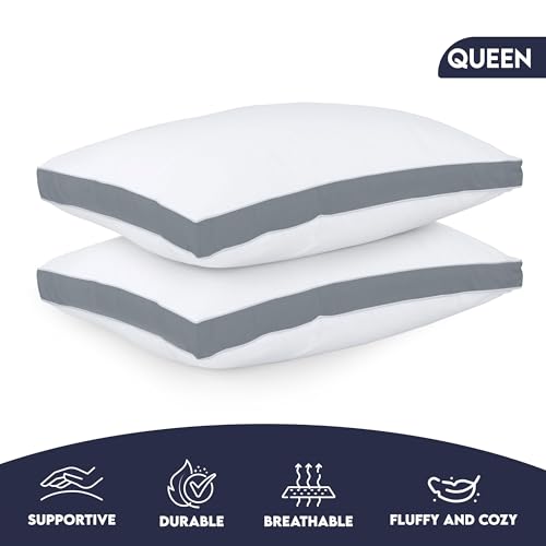 Image of Utopia Bedding Gusseted Pillow (2-Pack) Bed Pillows - Side Back Sleepers - Grey Gusset - Queen - 18 x 26 Inches