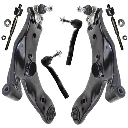 Image of Detroit Axle - 6pc Front End Kit for Toyota 2010-2015 Prius Plug-In | 2011-2017 Lexus CT200h 2 Lower Control Arms with Ball Joints 4 Outer Inner Tie Rods 2012 2013 2014 Replacement