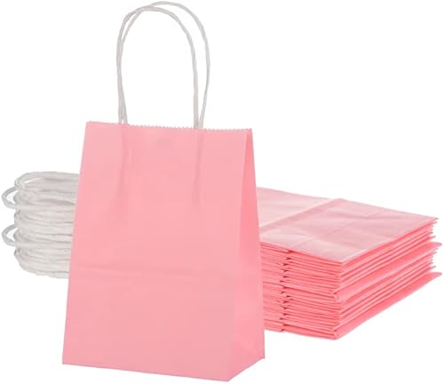 Pequeña bolsa de papel coral con asa para recuerdos de fiesta, 6 x 4.5 x 2.5pulgadas, para boda, cumpleaños, baby shower, para dar a conocer el sexo