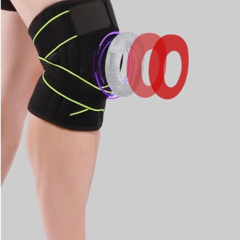 Exercise, Protection Diving Material Adjustable Knee Pads Silicone Breathable Pressurized Sports Knee Pads Spring Support for Fitness, Cycling, Running, Playing Football