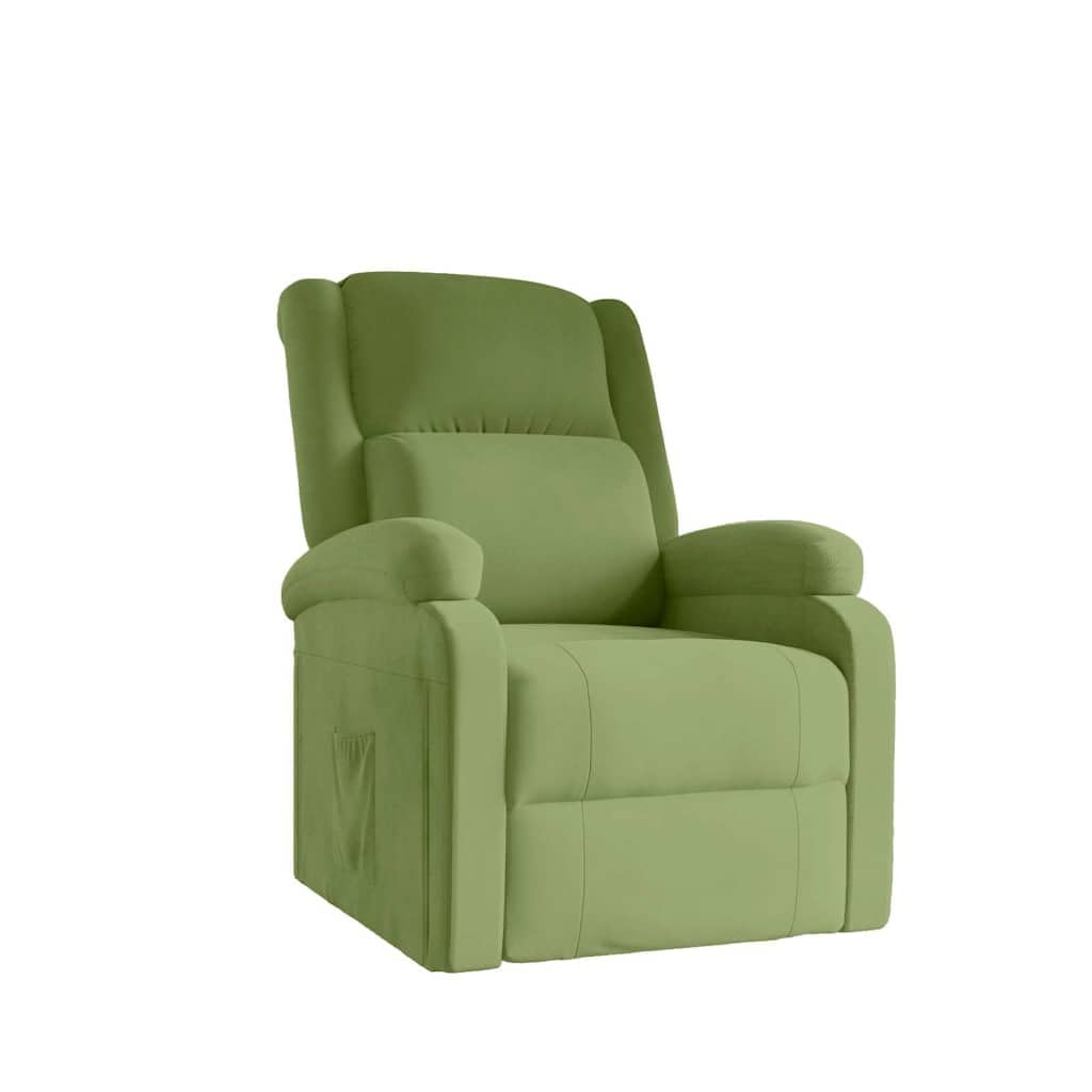 Sillón de relax de terciopelo verde claro, función reclinable manual, cómoda silla tapizada para salón y dormitorio, respaldo ajustable, cómodo sillón de lectura