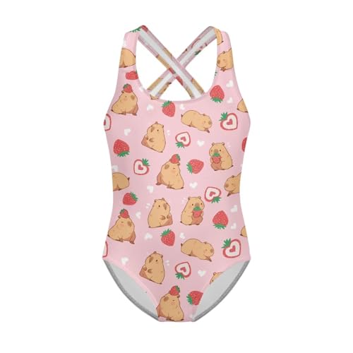 Image of Girls One Piece Swimsuit Teens Cross Back Summer Beach Wear for 5-14Y