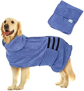 Nobleza Dog Bathrobe XL Dog Drying Coat Dog Towel Robe Dog Dressing Gown Super Absorbent Pet Bathrobe Puppy Towelling Robe Fast Drying Adjustable Dog Bathrobe Towel for Extra Large Dog Cat Blue