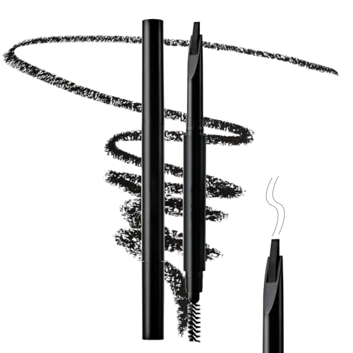 Microblading Eyebrow Pencil for Women - Chisel Tip Brow Pencil - 0.1mm Ultra-Fine Precision, Waterproof & Long Lasting - Draws Hair-Like Strokes, Fills Sparse Brows - Waterproof Eyebrow Pencil (Black)