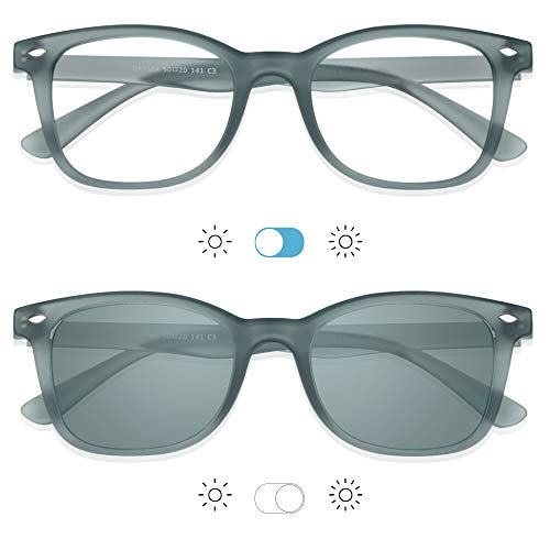 Image of YEIN Blue Light Blocking Glasses, Photochromic Gray Sunglasses, Anti Eyestrain, Computer Reading Glasses, for Women /Men