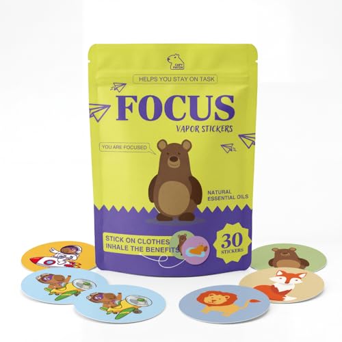 Capy Patch Focus Aromatherapy Stickers for Kids and Adults (30 Pack) Essential Oil Infused Chemical and Drug Free Scented Stickers to Support a Focused and Productive Daily Routine