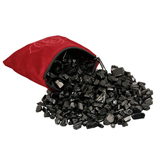 SUNYIK Black Tourmaline Tumbled Chip Stone Display Stand