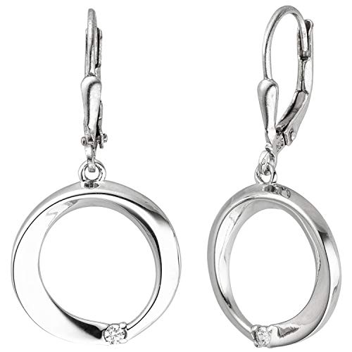 Jobo Damen-Ohrringe hängend aus 925 Sterling Silber mit 2 Zirkonia